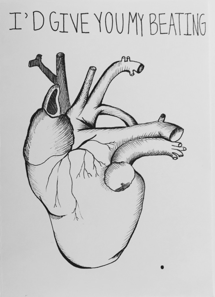 I'd Give You my Beating Heart, 9x12 pen and ink by Emily Saez
