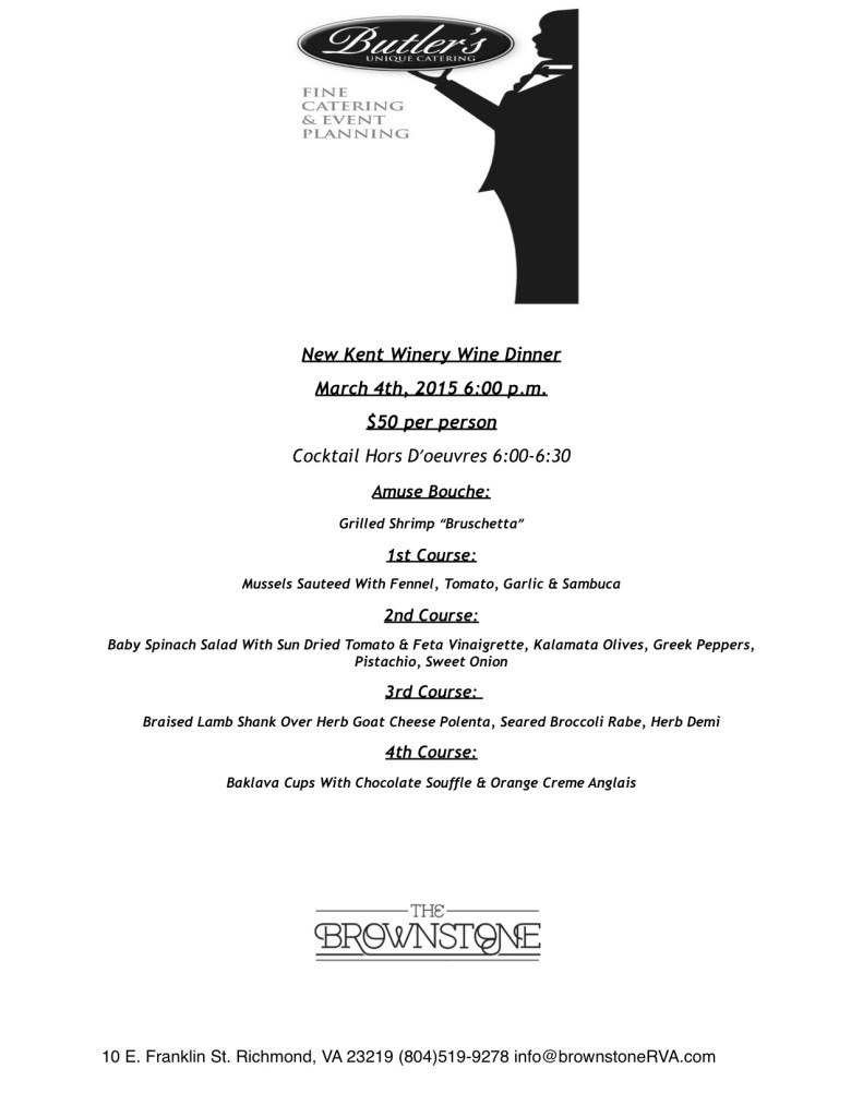 Wine dinner March 4th
