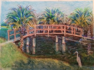Savanna Preserve Midway Road Port St. Lucie Florida by Elaine Bankston, oil pastel 11x14 Framed